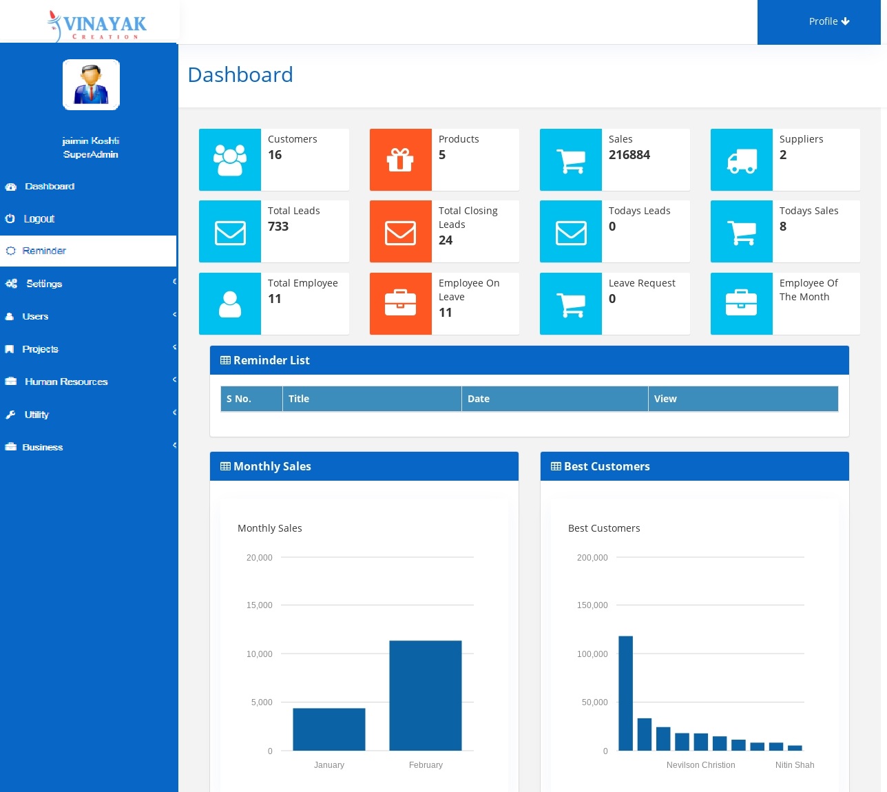 Vinayak Creation CRM Software Development Service in Ahmedabad