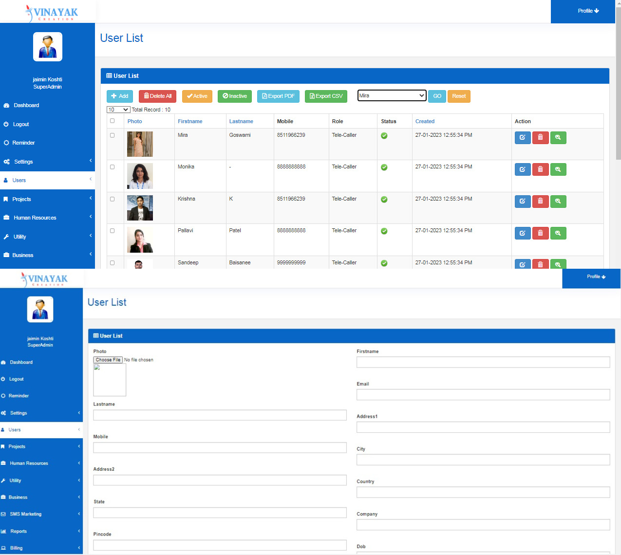 Vinayak Creation CRM Software Development Service in Ahmedabad